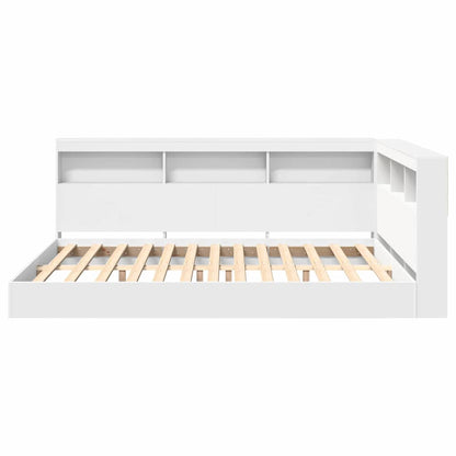 Boekenkast Bed met hoofdeinde Wit 150 x 200 cm Bewerkt hout
