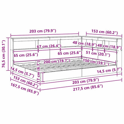 Boekenkast Bed met hoofdeinde Wit 150 x 200 cm Bewerkt hout