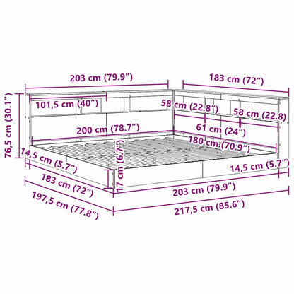 Boekenkast Bed Met Opslag Bewerkt Hout 180 x 200 cm