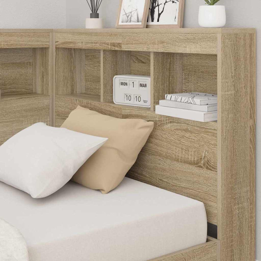 Boekenkast Bed Met Opslag Sonoma Eiken 75 X 190 Cm Bewerkt Hout
