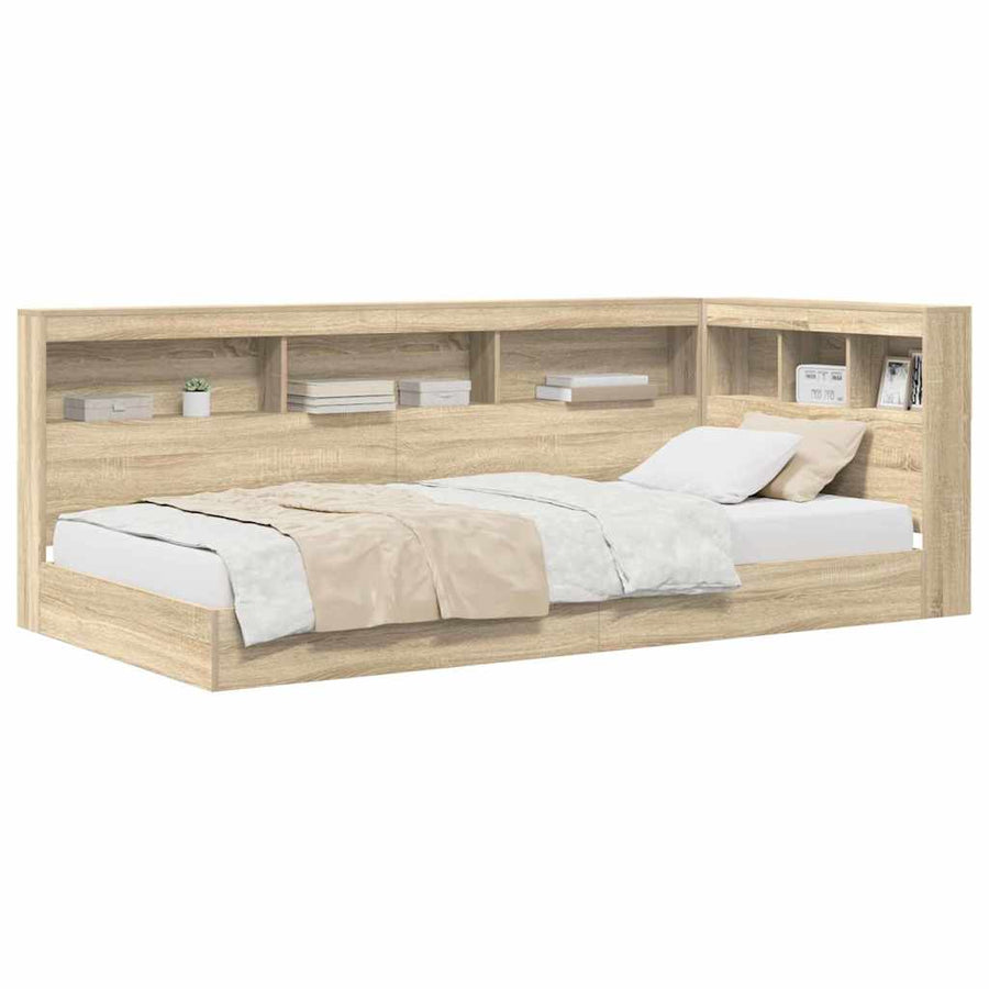 Boekenkast Bed Met Opslag Sonoma Eiken 75 X 190 Cm Bewerkt Hout