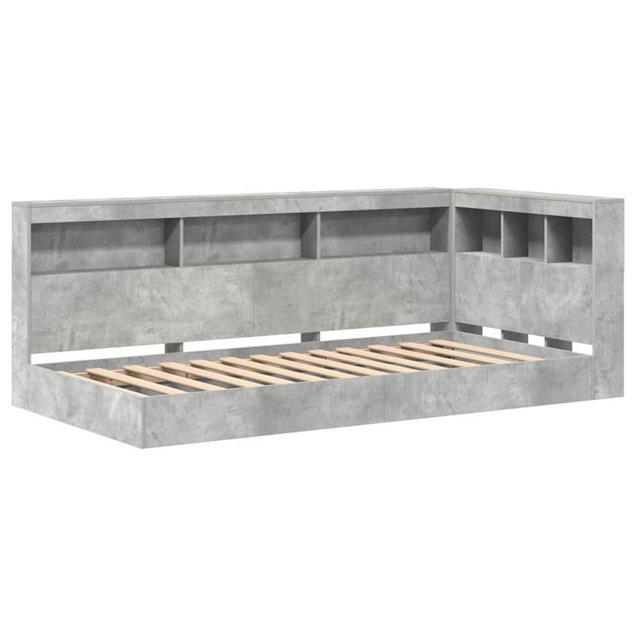 Boekenkast Bed Met Opslag Beton Grijs Bewerkt Hout 75 x 190 cm