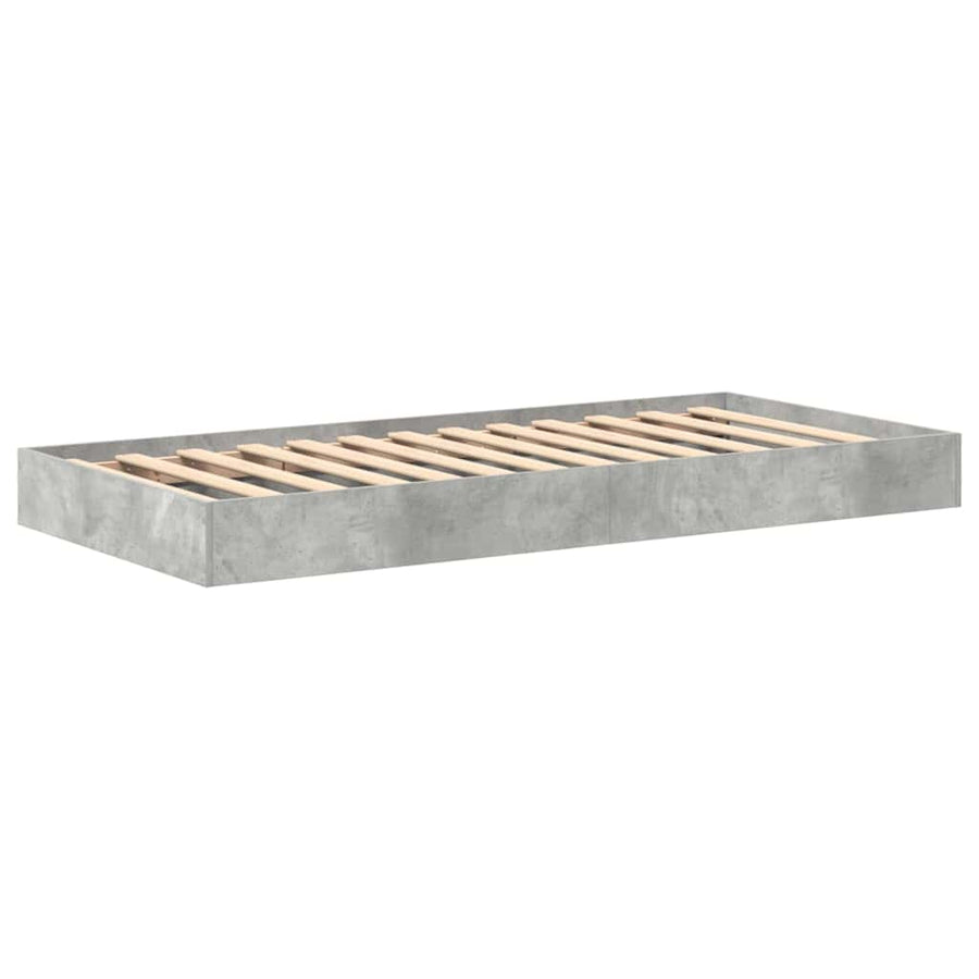 Boekenkast Bed Met Opslag Beton Grijs Bewerkt Hout 75 x 190 cm