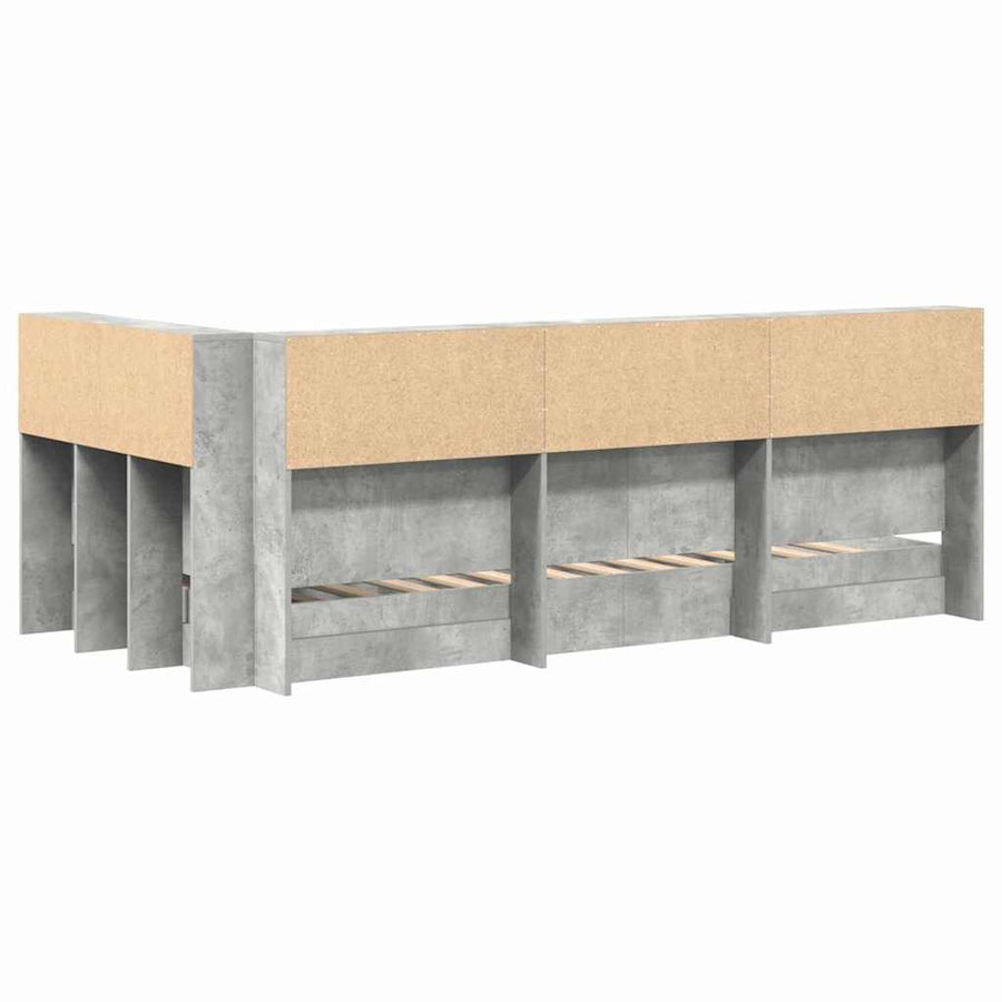 Boekenkast Bed Met Opslag Beton Grijs Bewerkt Hout 75 x 190 cm