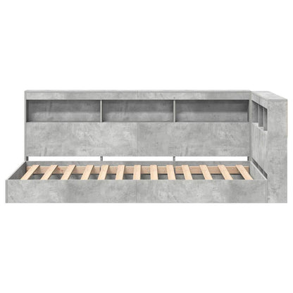 Boekenkast Bed Met Opslag Beton Grijs Bewerkt Hout 75 x 190 cm