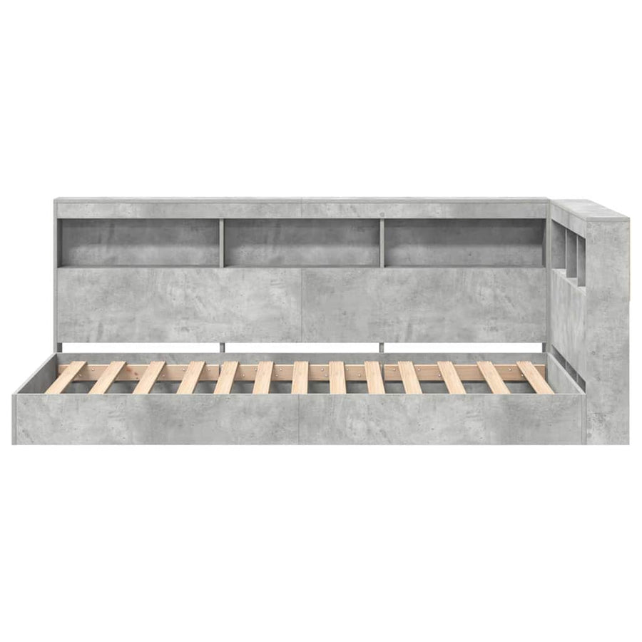 Boekenkast Bed Met Opslag Beton Grijs Bewerkt Hout 75 x 190 cm