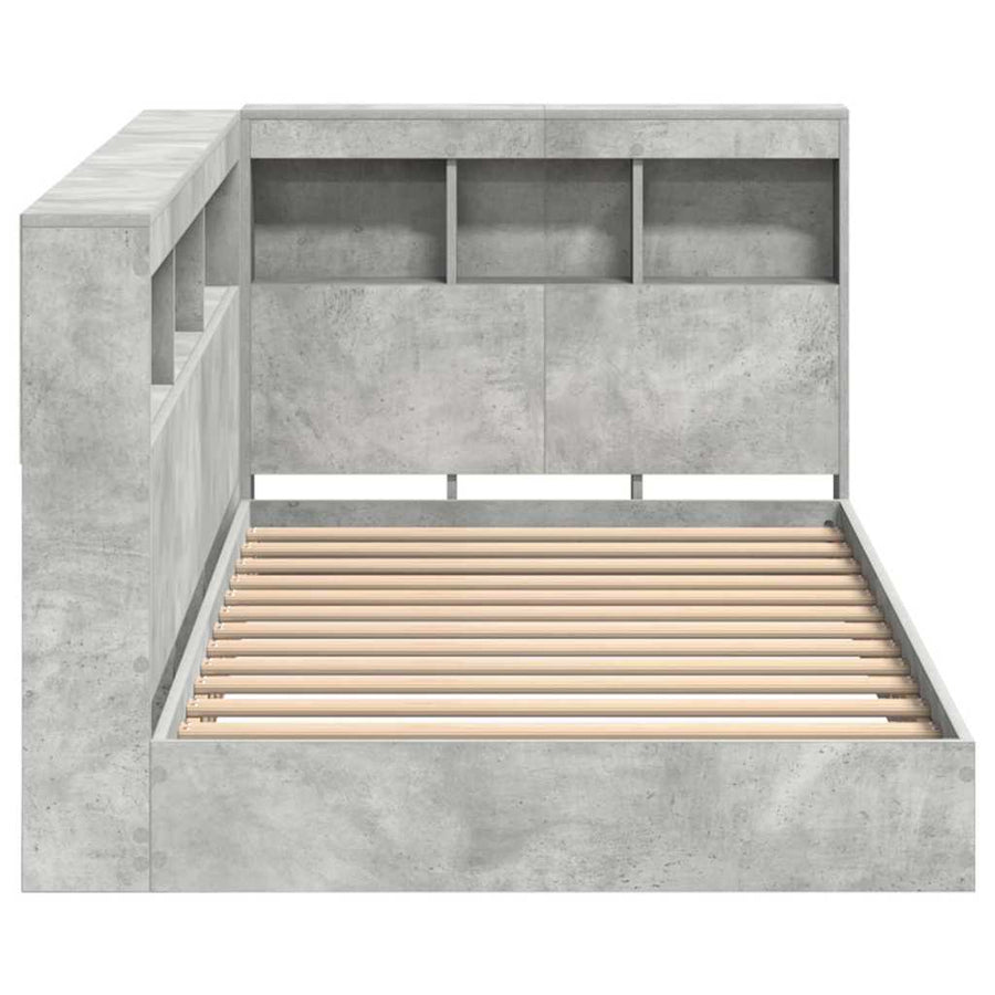 Boekenkast Bed Met Opslag Beton Grijs Bewerkt Hout 75 x 190 cm