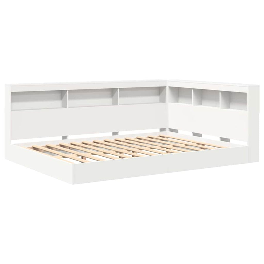 Boekenkast Bed met hoofdeinde Wit 135 x 190 cm Bewerkt hout