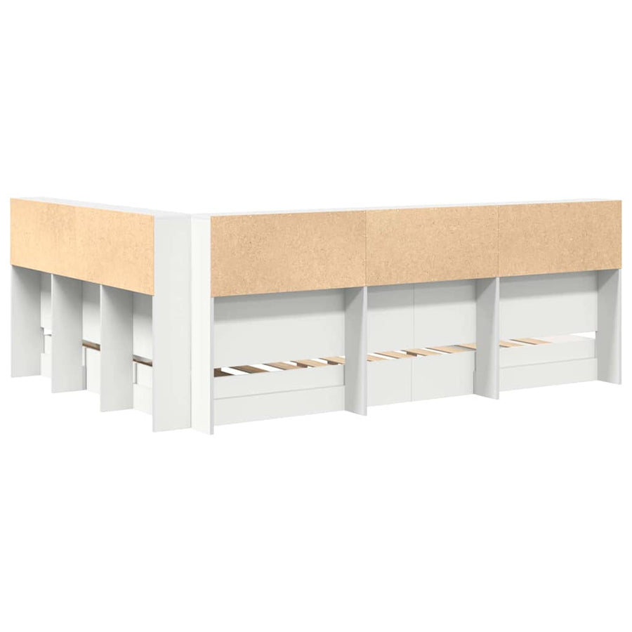 Boekenkast Bed met hoofdeinde Wit 135 x 190 cm Bewerkt hout