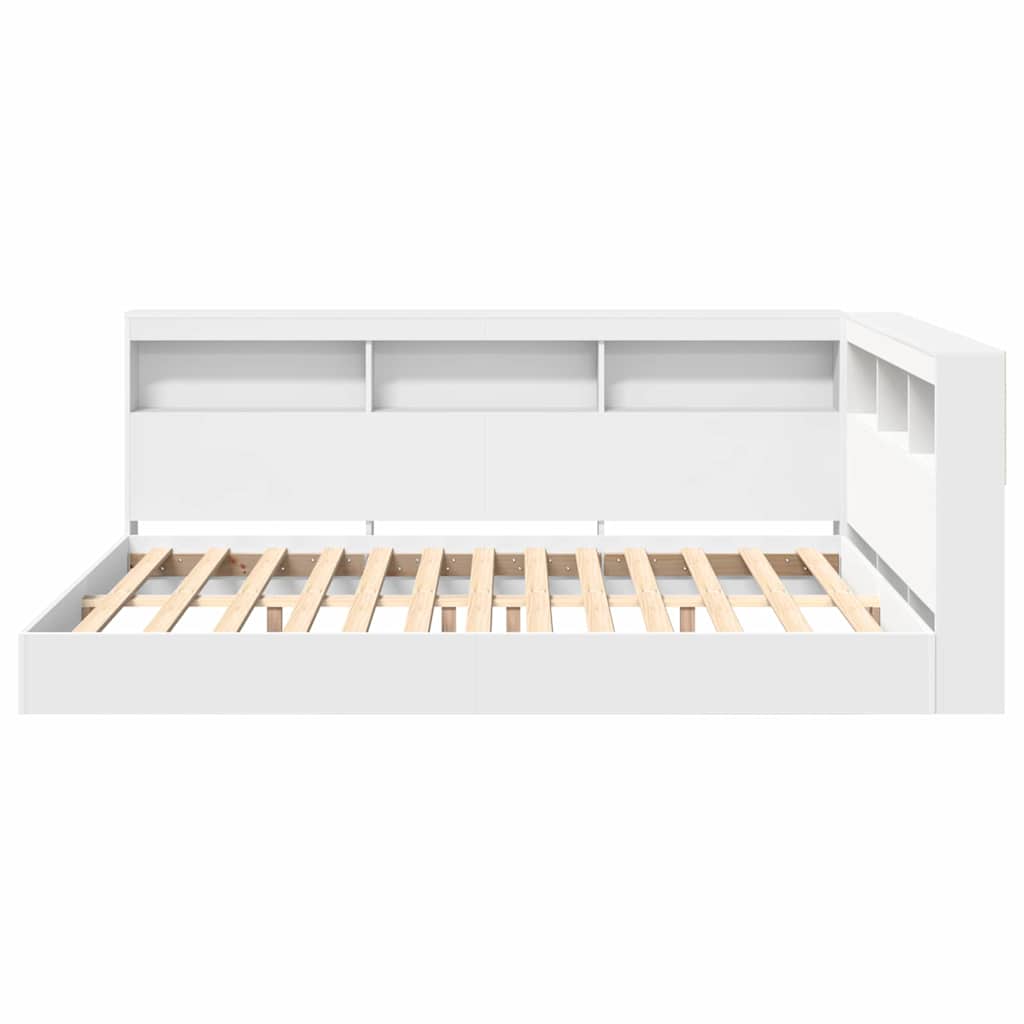 Boekenkast Bed met hoofdeinde Wit 135 x 190 cm Bewerkt hout