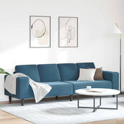 Bankstel blauw fluweel 250x77x76 cm