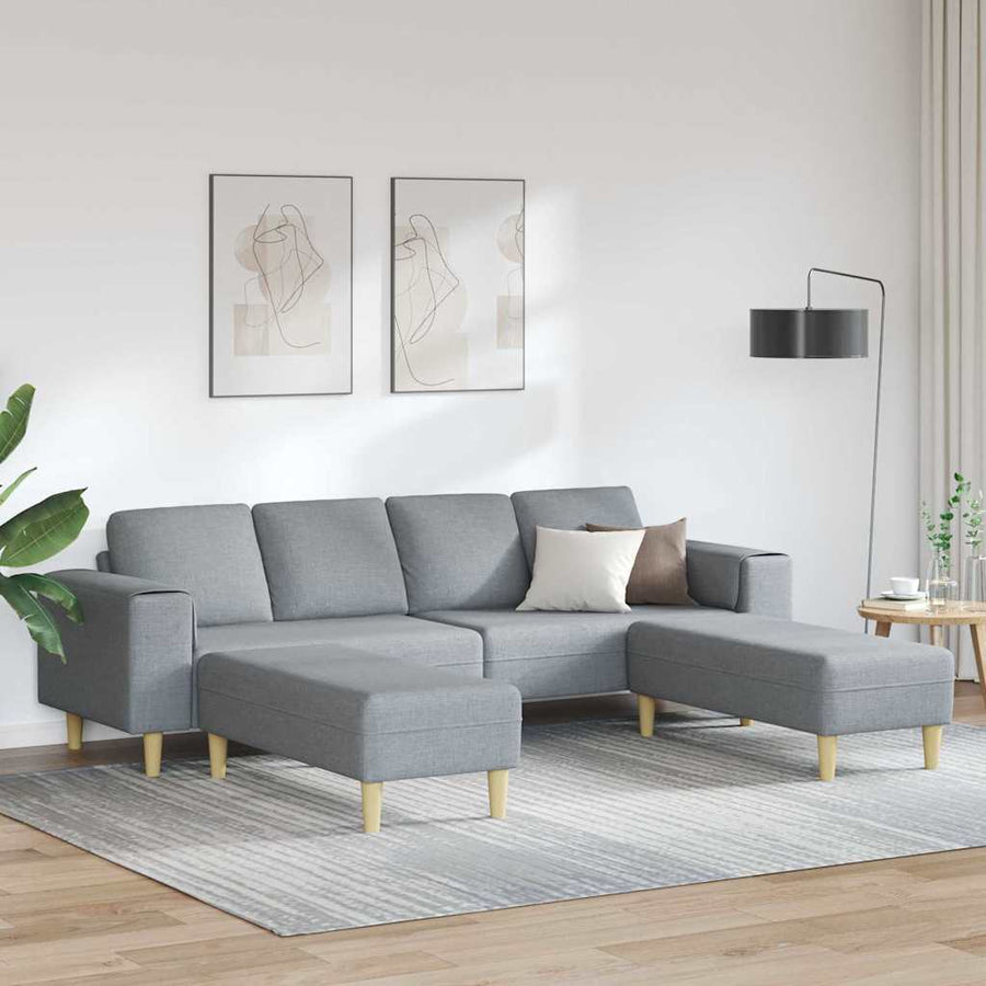 Bankstel 3 pcs Lichtgrijs Stof