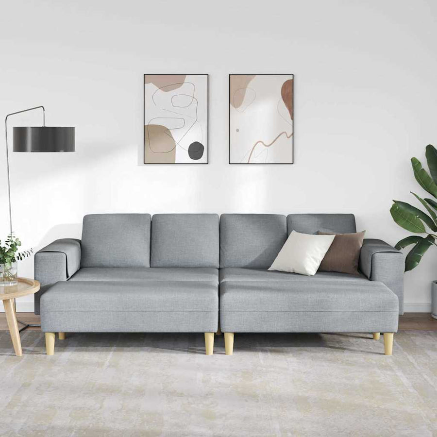 Bankstel 3 pcs Lichtgrijs Stof