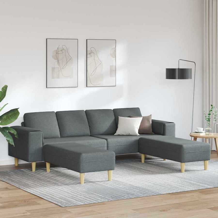 Bankstel 3 pcs Donkergrijs Stof