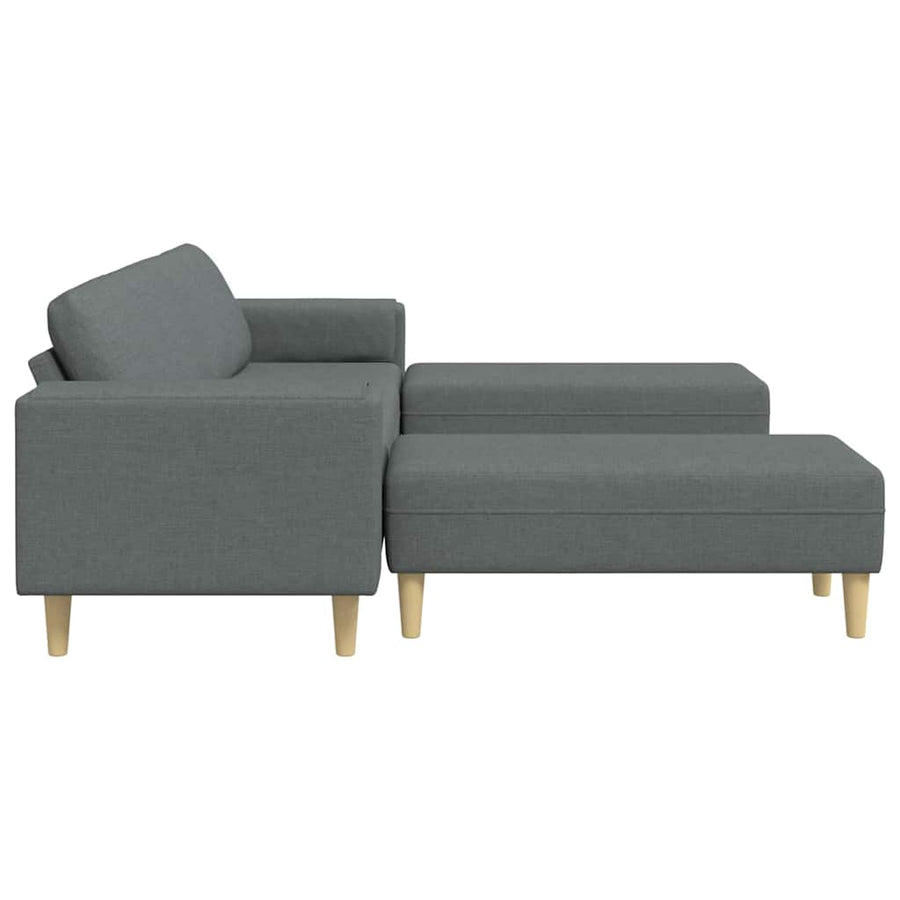 Bankstel 3 pcs Donkergrijs Stof