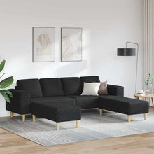 Bankstel 3 pcs Zwart Stof