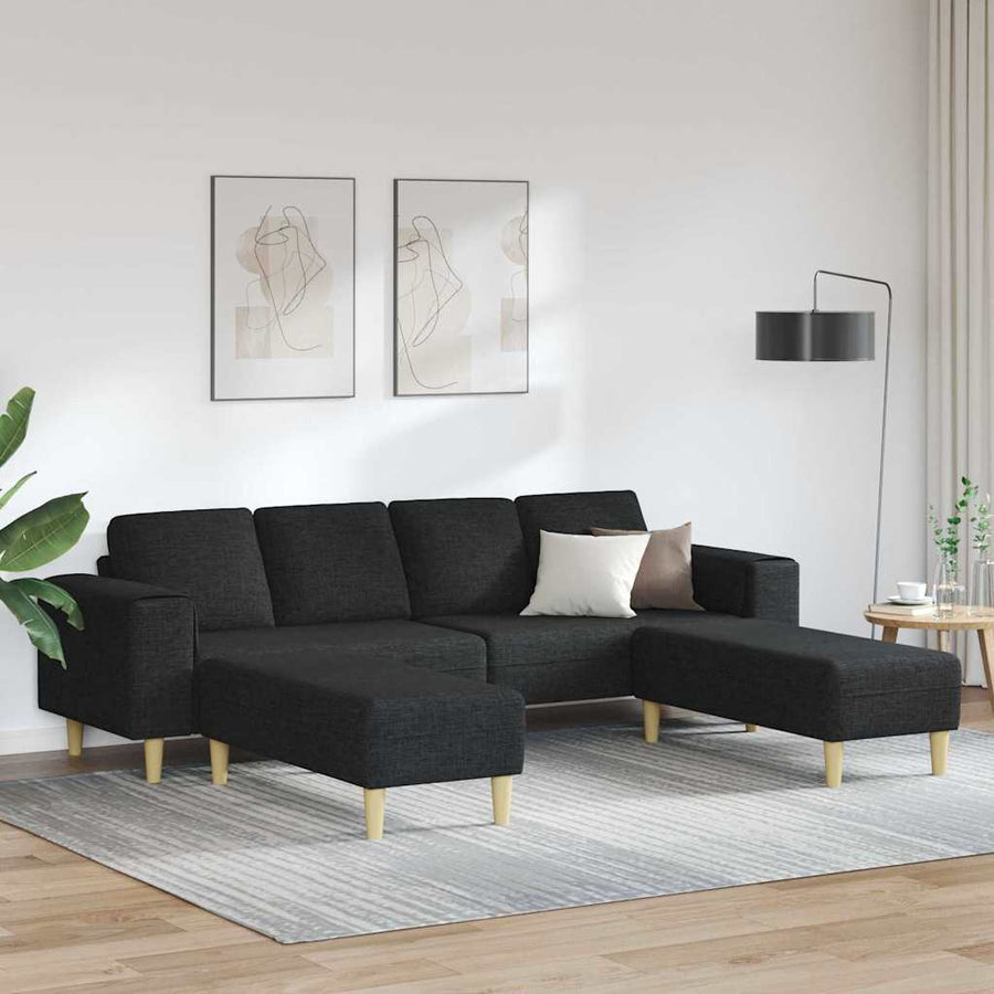 Bankstel 3 pcs Zwart Stof