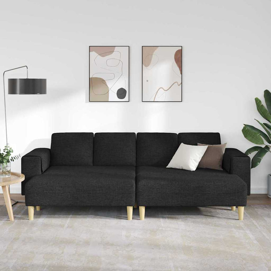 Bankstel 3 pcs Zwart Stof