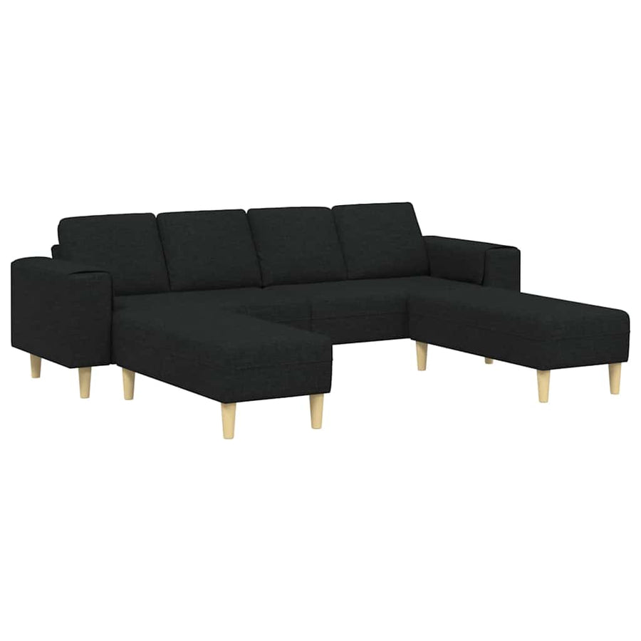 Bankstel 3 pcs Zwart Stof