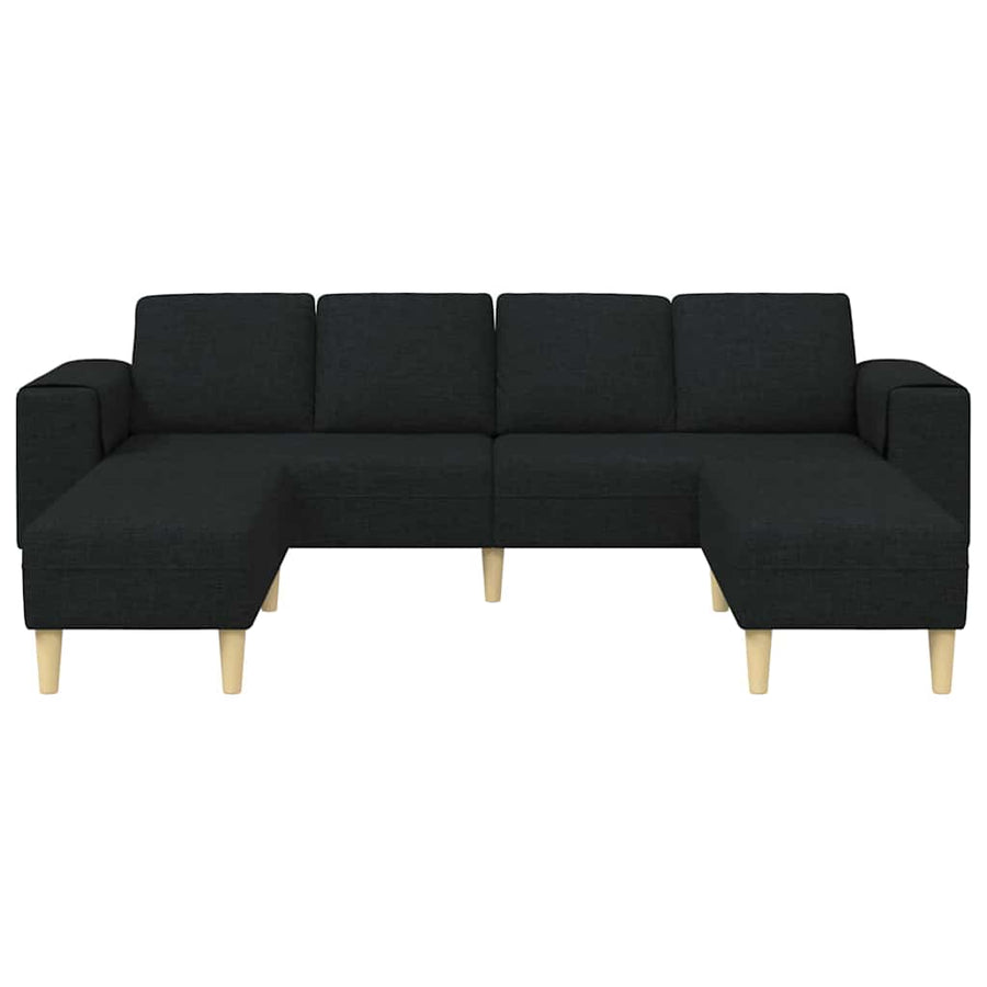 Bankstel 3 pcs Zwart Stof