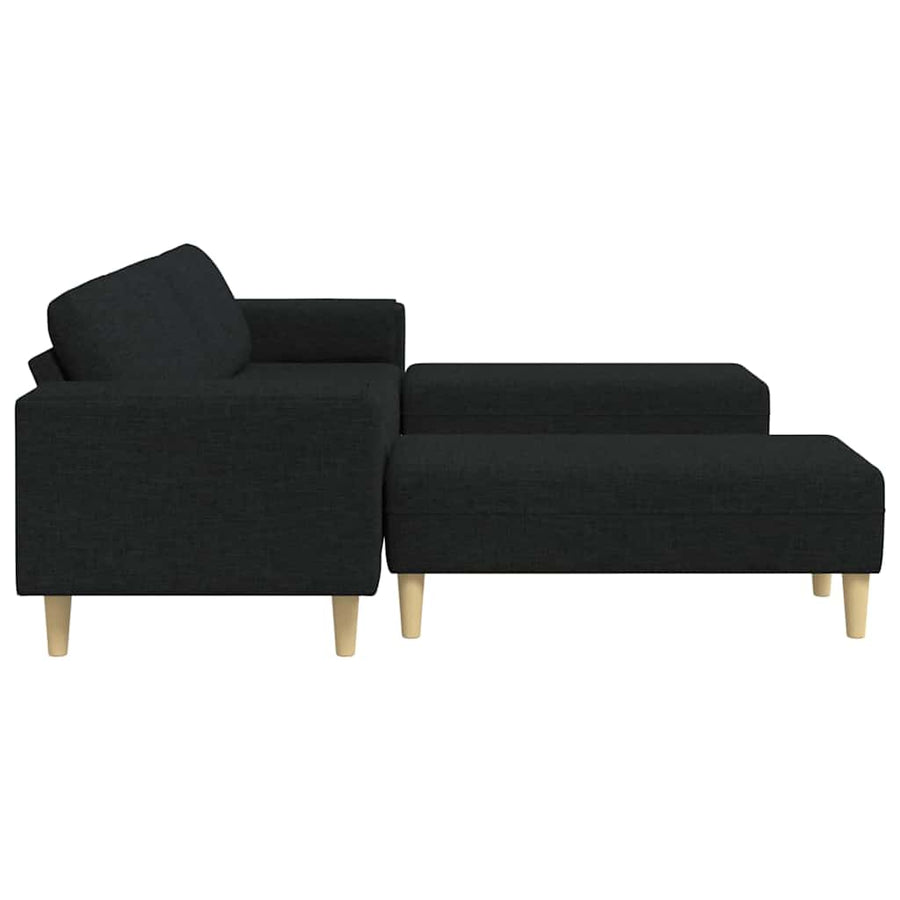 Bankstel 3 pcs Zwart Stof