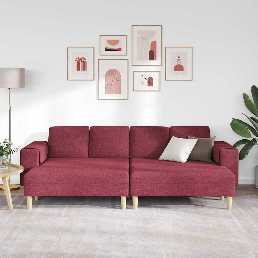 Bankstel 3 pcs Wijnrood Stof