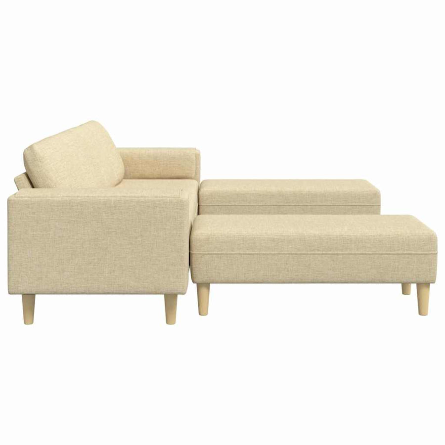 Bankstel 3 pcs Crème Stof