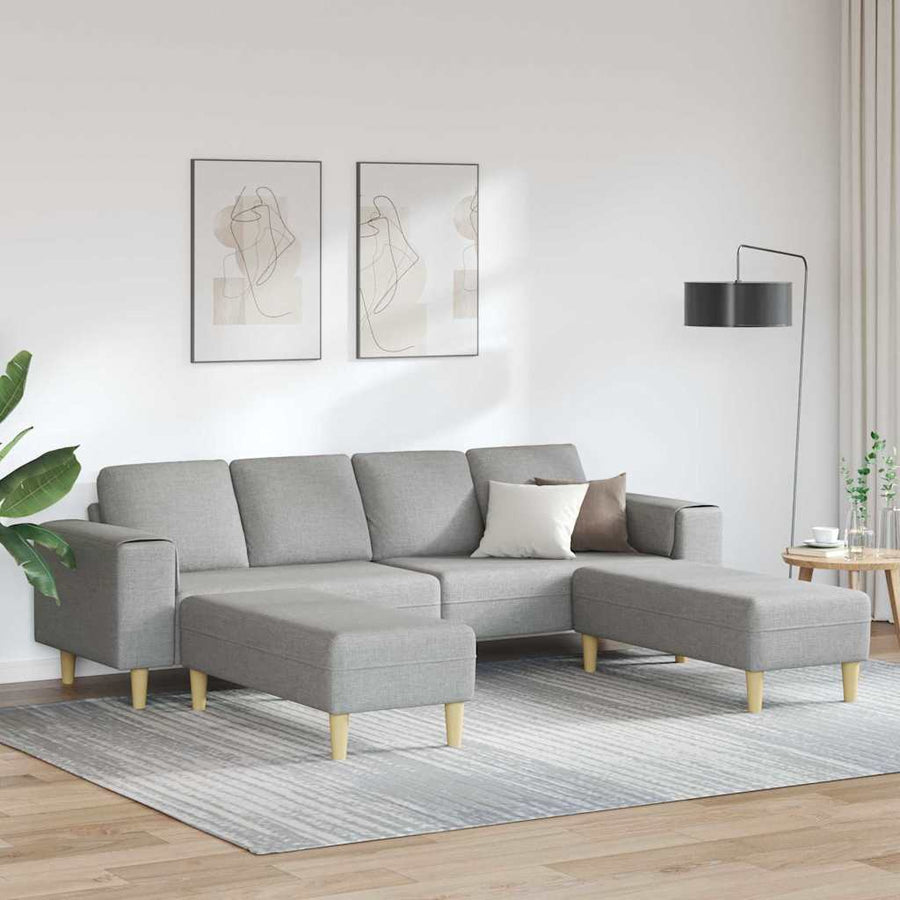 Bankstel 3 pcs Wolken grijs Stof