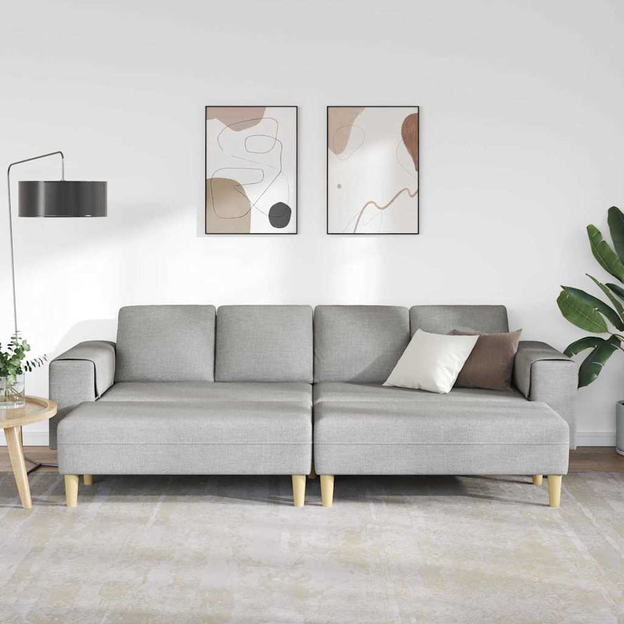 Bankstel 3 pcs Wolken grijs Stof