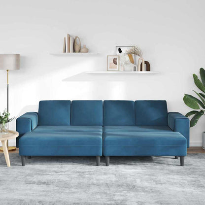 Bankstel 3 pcs Blauw Fluweel