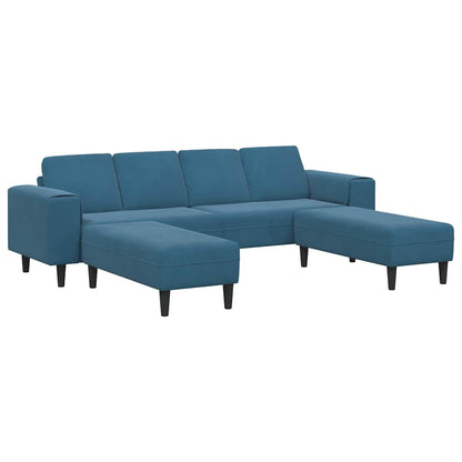 Bankstel 3 pcs Blauw Fluweel
