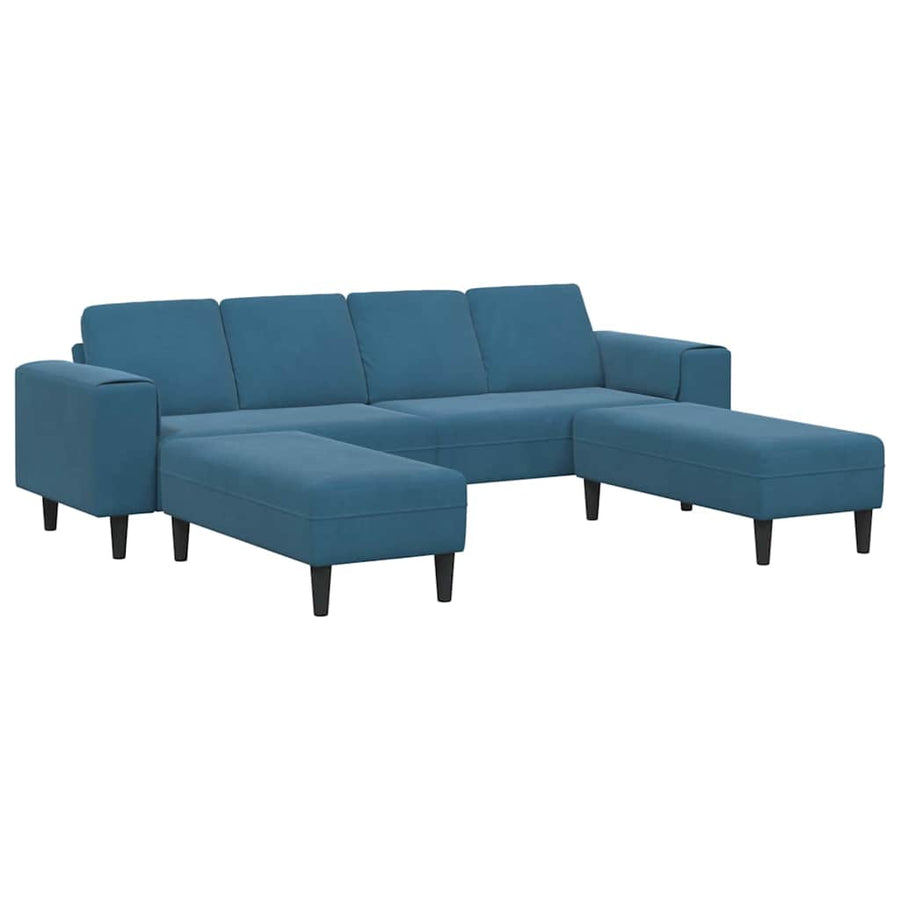 Bankstel 3 pcs Blauw Fluweel