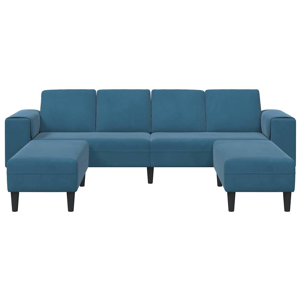 Bankstel 3 pcs Blauw Fluweel
