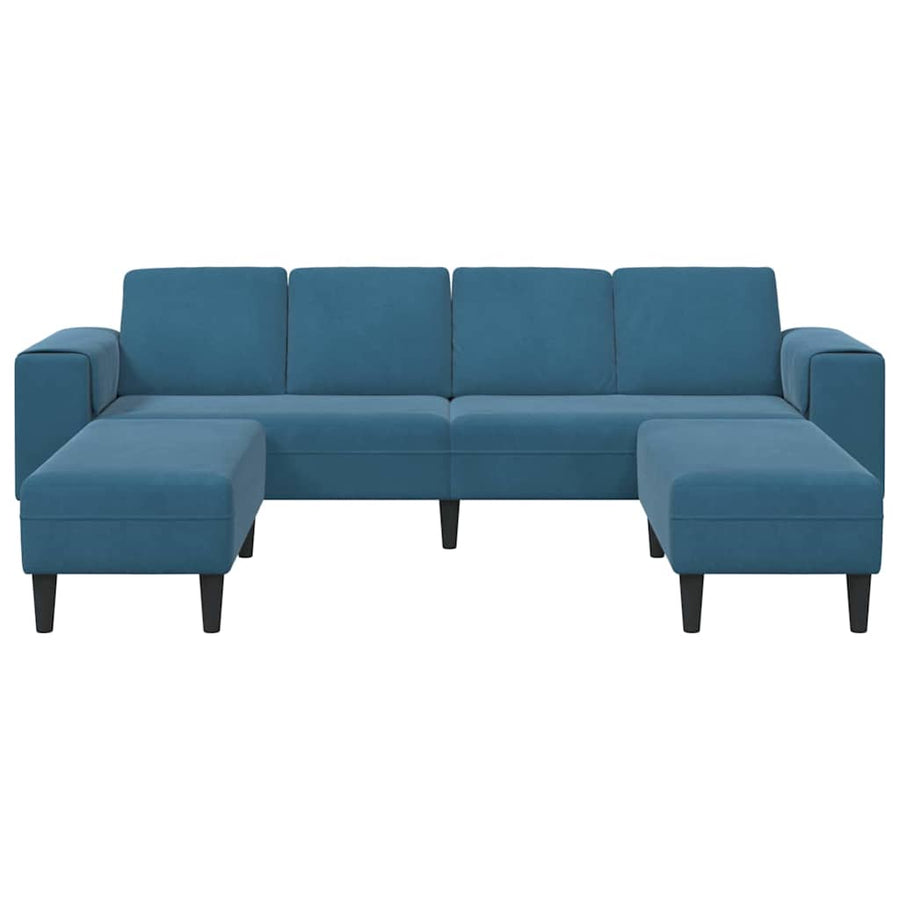 Bankstel 3 pcs Blauw Fluweel