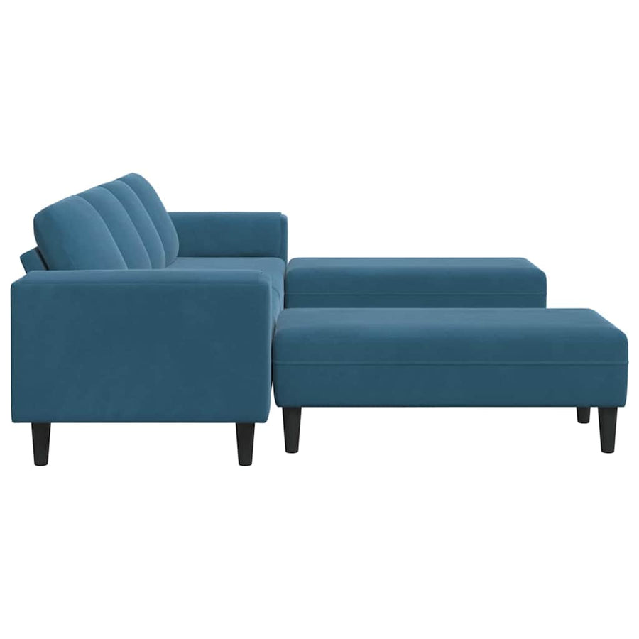 Bankstel 3 pcs Blauw Fluweel