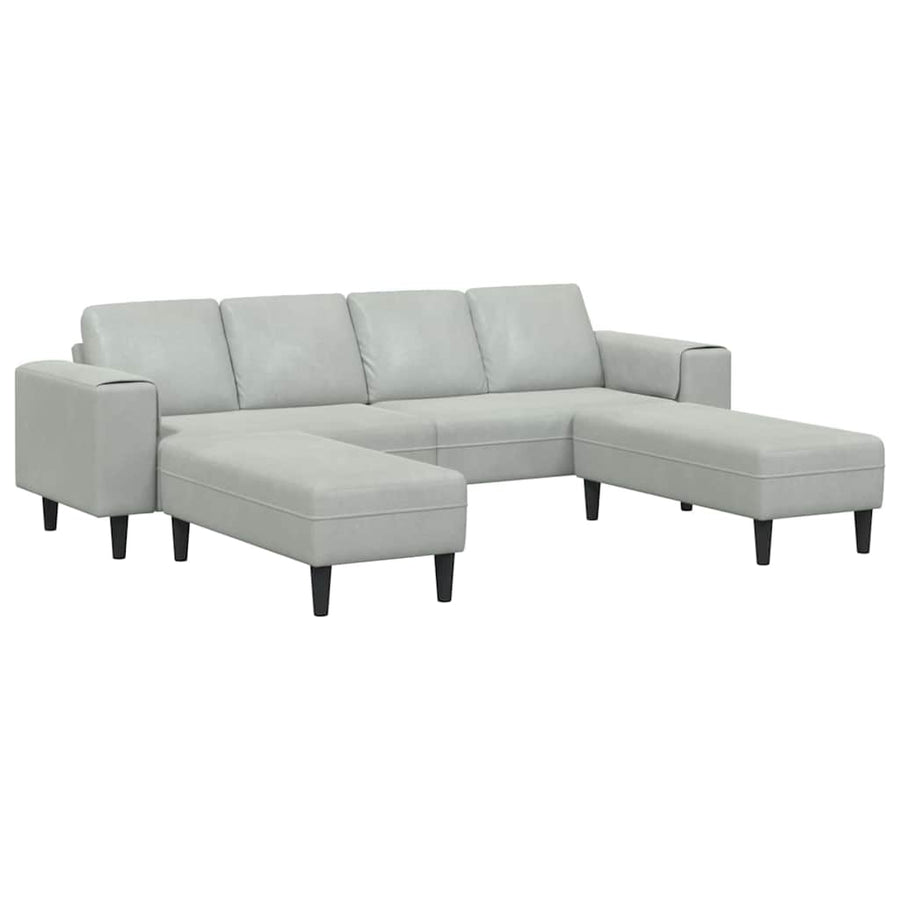 Bankstel 3 pcs Lichtgrijs Fluweel