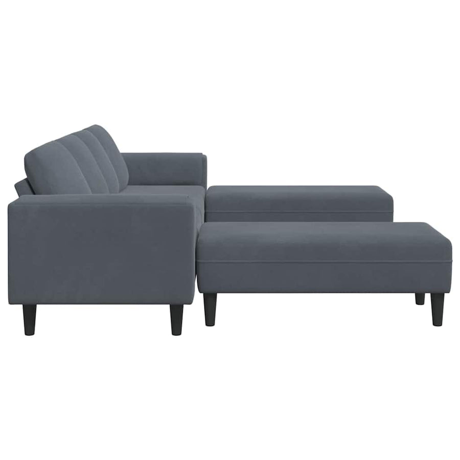 Bankstel 3 pcs Donkergrijs Fluweel