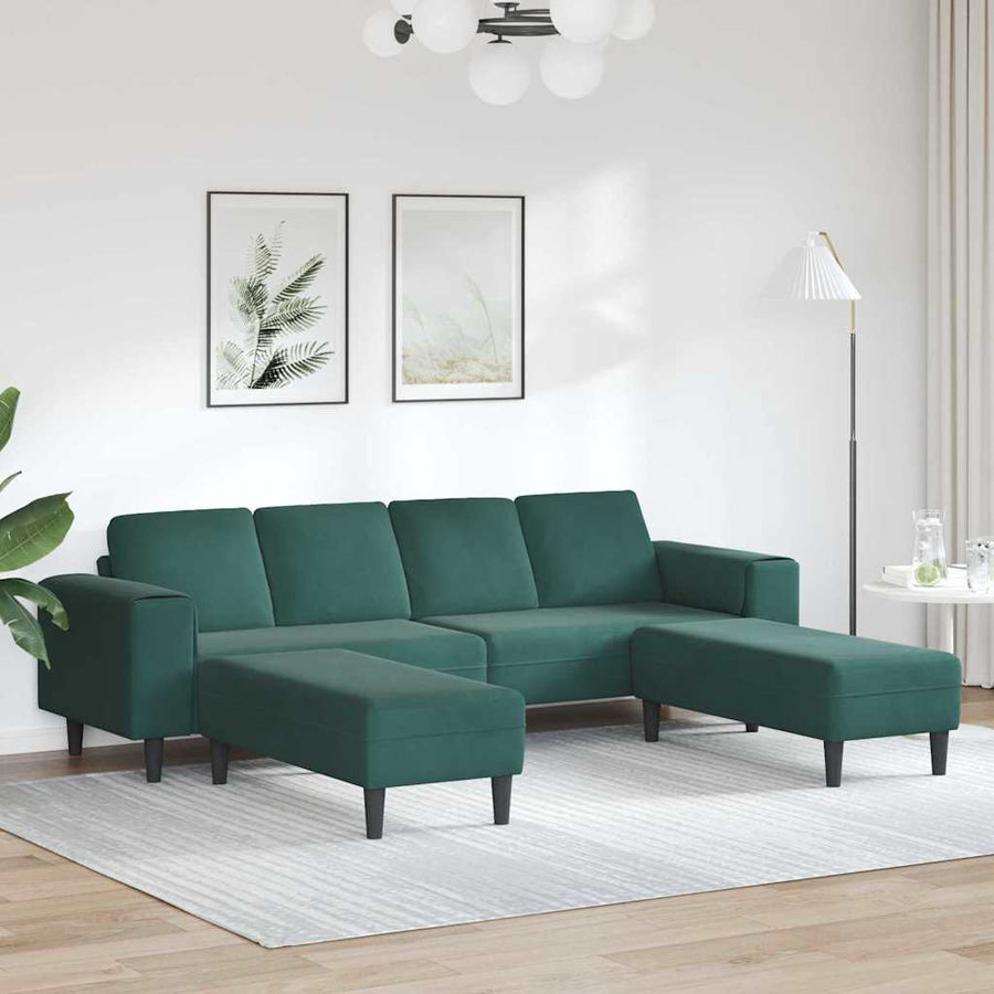 Bankstel 3 pcs Donkergroen Fluweel