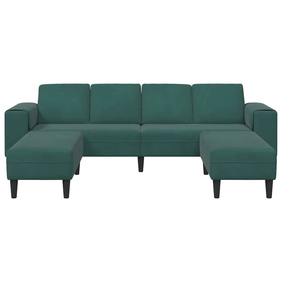 Bankstel 3 pcs Donkergroen Fluweel