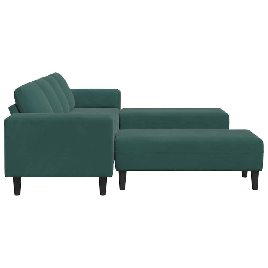 Bankstel 3 pcs Donkergroen Fluweel