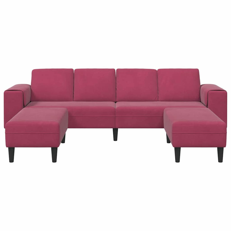 Bankstel 3 pcs Wijnrood Fluweel