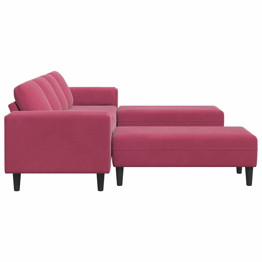 Bankstel 3 pcs Wijnrood Fluweel