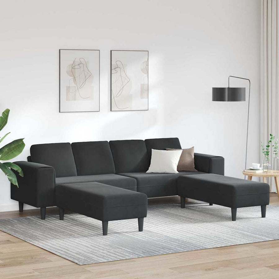 Bankstel 3 pcs Zwart Fluweel