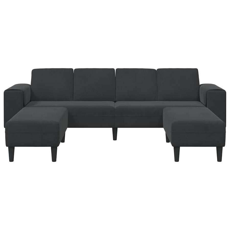 Bankstel 3 pcs Zwart Fluweel