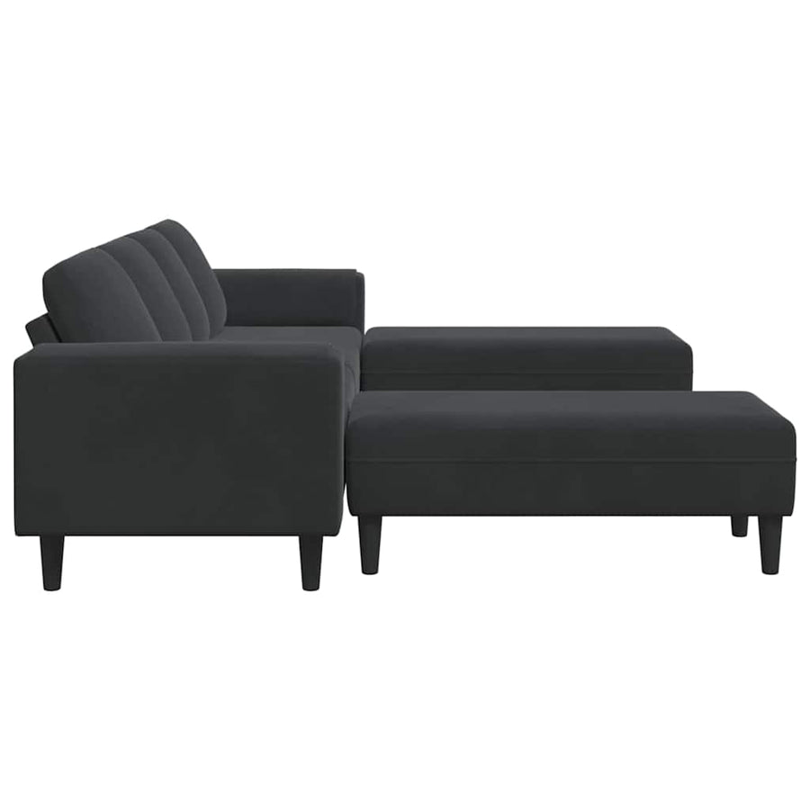 Bankstel 3 pcs Zwart Fluweel