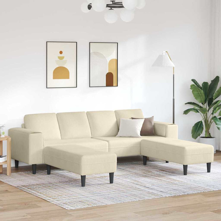 Stoffen Bank met kussen Crème 208 cm Katoenen stof