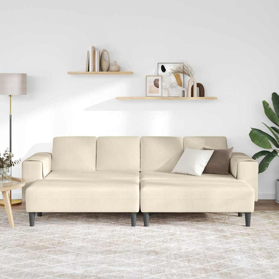 Stoffen Bank met kussen Crème 208 cm Katoenen stof