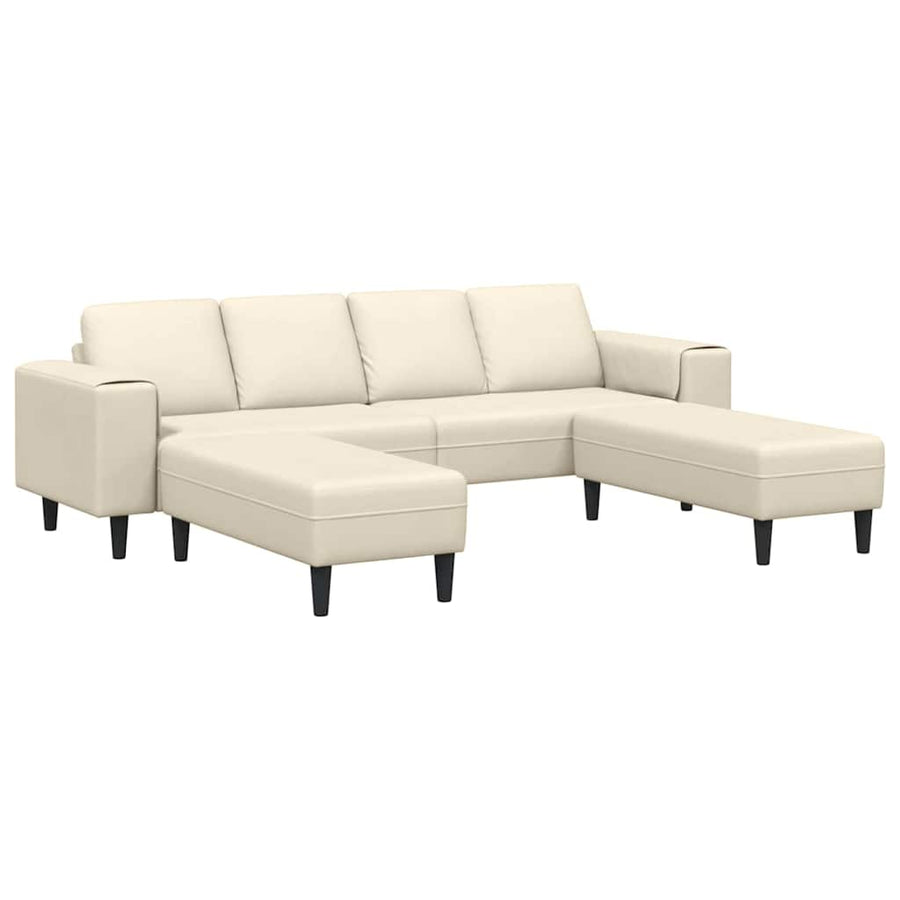 Stoffen Bank met kussen Crème 208 cm Katoenen stof