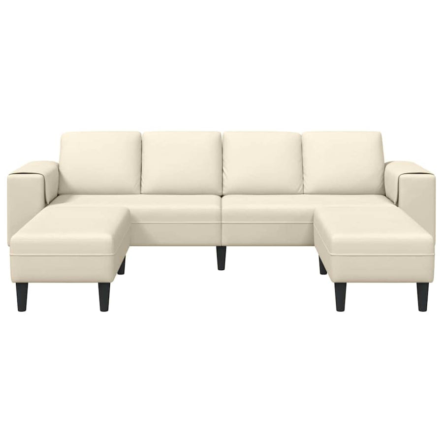 Stoffen Bank met kussen Crème 208 cm Katoenen stof