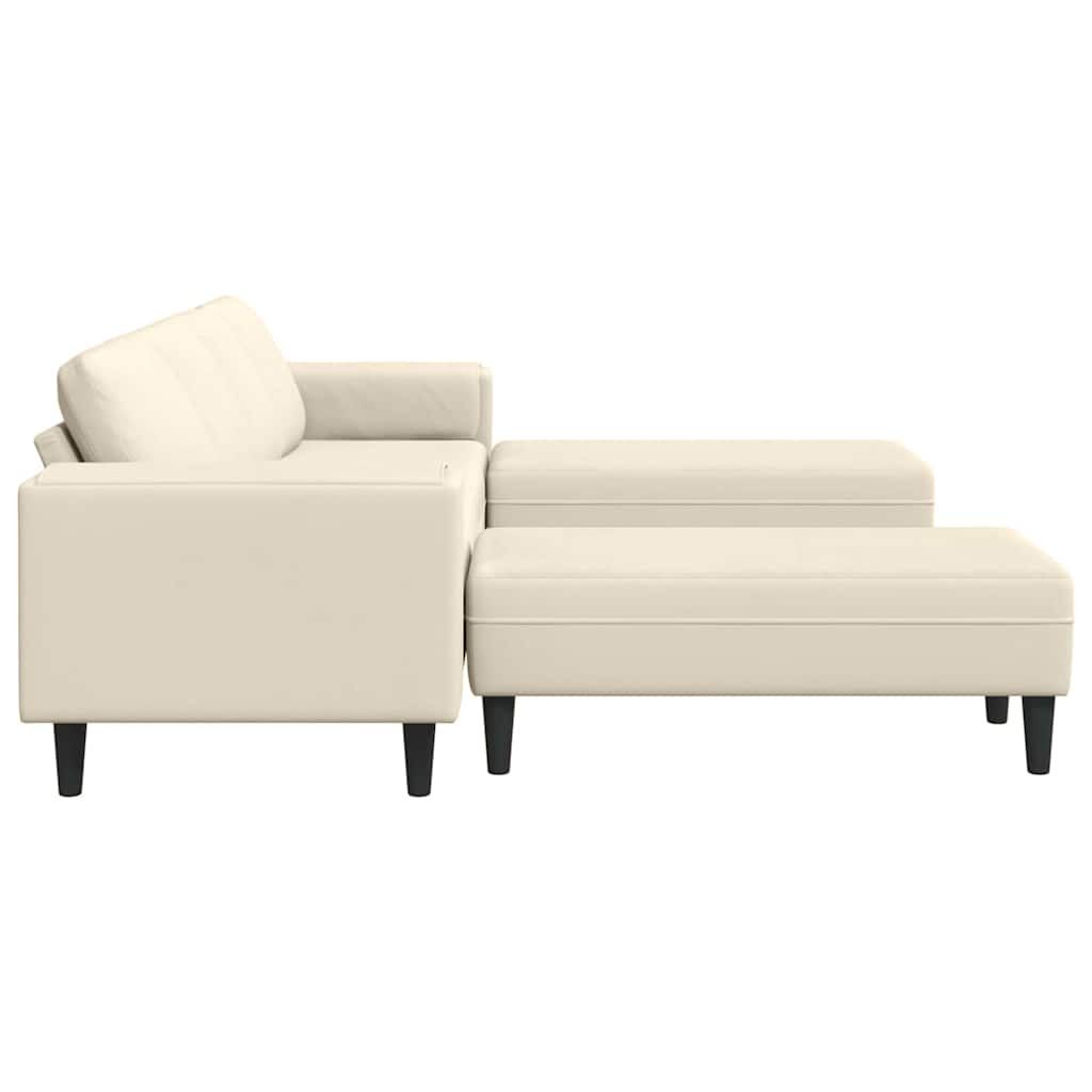 Stoffen Bank met kussen Crème 208 cm Katoenen stof